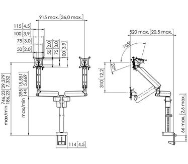 Vogel's MOMO 4237B Monitorarm Motion Plus Aan en door het bureau 10-34 inch voor 2 schermen