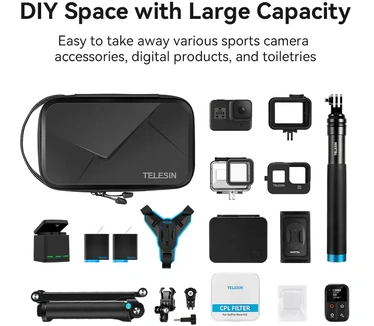 Telesin Opbergcase verstelbaar voor GoPro/camera/accessoires