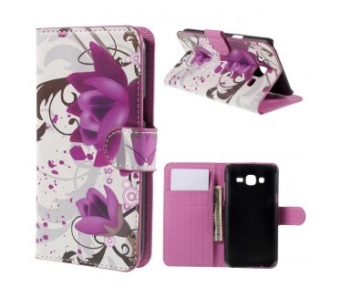 qMust Samsung Galaxy J5 wallet case - hoesje met stand - Lotus Flower