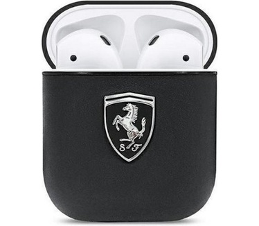 Ferrari Off-Track Leather Case - Apple Airpods 1 & 2 - Zwart