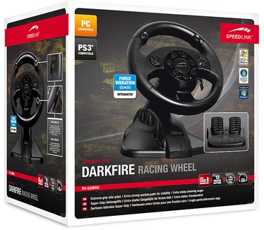Speedlink Darkfire Racing Wheel (Black) (PC / PS3) Zwart, PC, PlayStation 3
