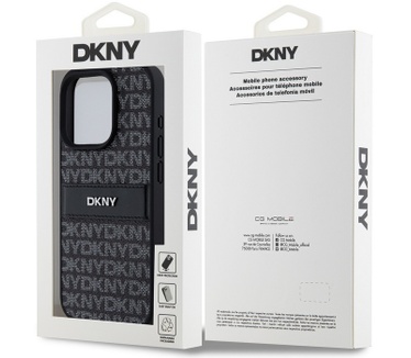 DKNY Textured Tonal Stripe Back Case - iPhone 15 Pro (6.1") Zwart Zwart