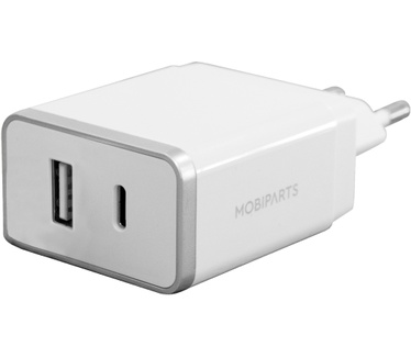 Mobiparts Wall Charger Dual USB-A en USB-C 2.4A White