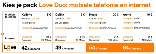 Orange Belgium Love Duo