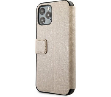 Guess Saffiano V-Stitch Book Case iPhone 12/12 Pro (6.1") - Goud Goud
