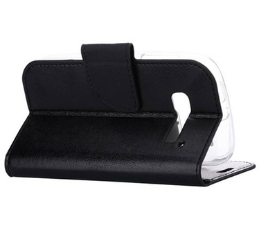 Luxe Lederen Bookcase hoesje voor de Alcatel One Touch Pop C5 - Zwart (Alcatel One Touch Pop C5) Zwart