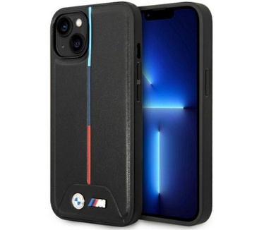 BMW M Tricolor Back Case voor Apple iPhone 15 (6.1") - Zwart Zwart