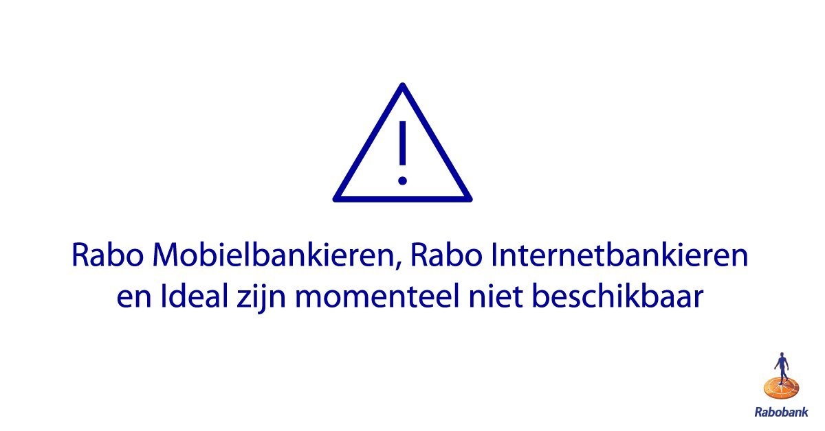 Zich voorstellen Weglaten ziekte Rabobank kampt met storing bij internetbankieren en bankapp - update - IT  Pro - Nieuws - Tweakers