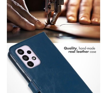 Selencia Echt Lederen Bookcase Samsung Galaxy A33 - Blauw