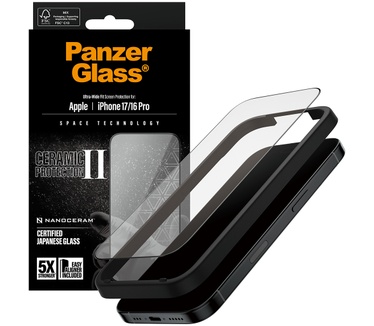 PanzerGlass PanzerGlass® Ceramic II Screen Protector iPhone 17 | iPhone 16 Pro | Ultra-Wide Fit w. EasyAligner