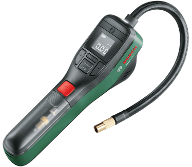 Bosch Elektrische fietspomp/luchtpomp/minicompressor EasyPump (3,0 Ah accu, 3,6 V; automatische stopfunctie; 150 psi; 10,3 bar; led; USB-C-kabel; 3 adapters; Snelkoppelingsstekker; Fietstas)