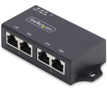 Startech.com 2-Port Gigabit Midspan PoE+ Injector, 10/100/1000Mbps, PoE+ (802.3af/at), 30W, 1Gbps Ethernet, Wandmonteerbaar, Onbeheerde Inline Power Over Ethernet