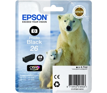 Epson Singlepack Photo Black 26 Claria Premium Ink