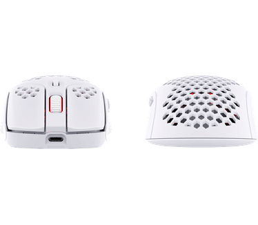 HP HyperX Pulsefire Haste Draadloze gamingmuis - ultralicht, 62 g, 100 uur accuduur, 2,4 GHz draadloos, Honeycomb Shell, Hex Design, tot 16000 dpi, 6 programmeerbare toetsen - wit/roze