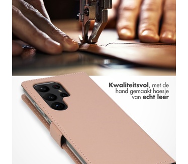 Selencia Echt Lederen Bookcase Samsung Galaxy S23 Ultra - Dusty Pink