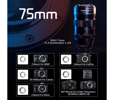 Sirui 75mm f/1.8 Anamorphic Lens 1.33x