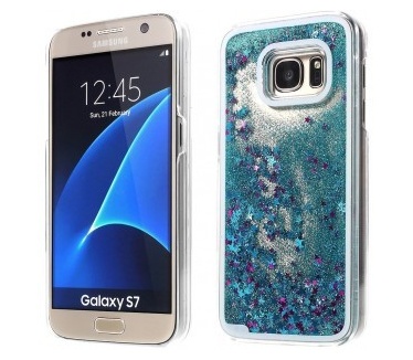 qMust Samsung Galaxy S7 Glitterstof hoesje - Blue