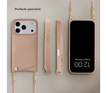 Selencia Nova Telefoonhoes met Koord en Pashouder voor de Apple iPhone 18 Pro / 17 Pro - Dusty Rose
