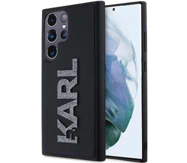 Karl Lagerfeld 3D Glitter BackCase Samsung Galaxy S24 Ultra Zwart Zwart