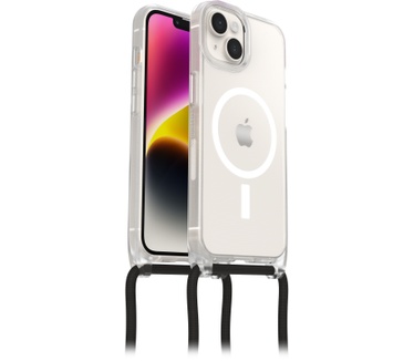 Otterbox OtterBox React Necklace hoesje met MagSafe voor iPhone 14, ultradunne beschermhoes met verstelbare en afneembare kettingriem, getest volgens militaire standaard, Clear
