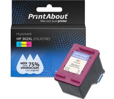 HP 302XL (F6U67AE) Inktcartridge 3-kleuren Hoge capaciteit PrintAbout Huismerk