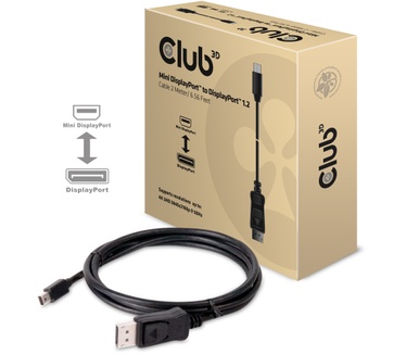 Club 3D Mini DisplayPort to DisplayPort 1.2 kabel 2 Meter Zwart