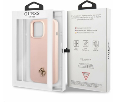 Guess Silicone 4G Logo Back Case - iPhone 13 Pro Roze