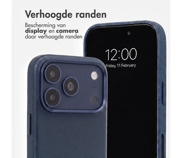 Accezz MagSafe Leather Backcover voor de Apple iPhone 18 Pro / 17 Pro - Nightfall Blue
