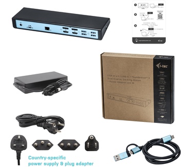 i-tec USB 3.0 / USB-C / Thunderbolt 3 Dual Display Docking Station + Power Delivery 65W