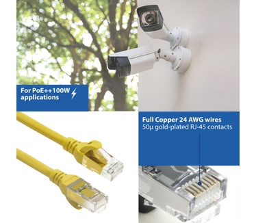 ACT Gele 5 meter TPE U/UTP CAT6A ultra-flex patchkabel snagless met RJ45 connectoren
