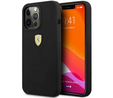 Ferrari Silicone Back Case Apple iPhone 13 Pro Max (6.7") - Zwart Zwart