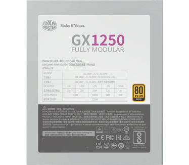 Cooler Master GX Gold 1250 ATX 3.0 White Version
