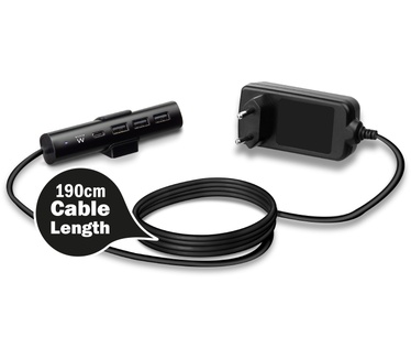 Ewent EW1317 Desktop USB Charger 36W with 1 USB-C port with Power Delivery and 3 USB-A ports with Smart IC