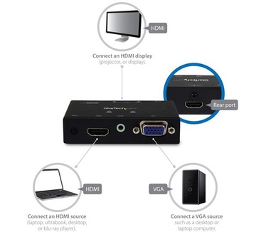 Startech.com 2x1 HDMI + VGA naar HDMI converter switch met automatische en prioriteitsomschakeling   1080p