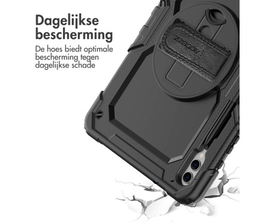 Accezz Rugged Backcover met schouderstrap Samsung Galaxy Tab S9 Plus - Zwart