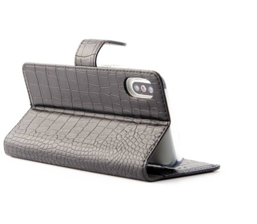 Krokodillen design Lederen Bookcase hoesje voor de Apple iPhone X - Zwart (Apple iPhone X) Zwart