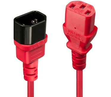Lindy IEC C14/IEC C13 M/F 0.5m Rood, Zwart