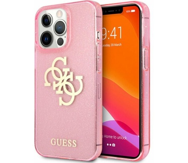Guess 4G Logo Glitter TPU - Apple iPhone 13 Pro Max (6.7") - Roze Roze