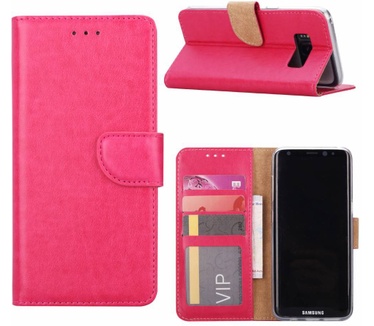 Luxe Lederen Bookcase hoesje voor de Samsung Galaxy S8 - Roze (Samsung Galaxy S8) Roze