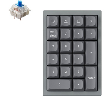 Keychron Q0 QMK, Gateron G Pro Blue, Grijs