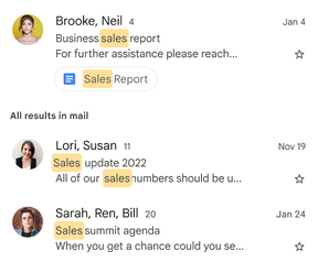 De nieuwe Gmail-zoekresultaten
