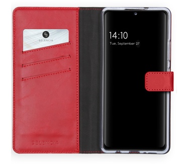 Selencia Echt Lederen Bookcase Samsung Galaxy A42 - Rood