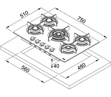 Franke Crystal FHCR 755 4G TC HE BK C