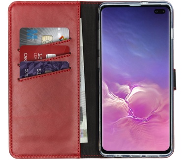 Selencia Echt Lederen Bookcase Samsung Galaxy S10 Plus - Rood