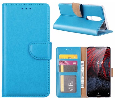 Luxe Lederen Bookcase hoesje voor de Nokia 6.1 Plus - Blauw (Nokia 6.1 Plus) Blauw
