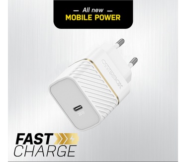 Otterbox EU Wall Charger 30W GaN - 1X USB-C 30W USB-PD, Cloud Dust White