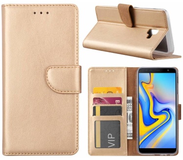 Luxe Lederen Bookcase hoesje voor de Samsung Galaxy J6 Plus 2018 - Goud (Samsung Galaxy J6 Plus 2018) Goud