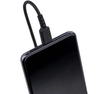 Startech.com 50cm USB C Laadkabel, Zwart, Robuuste Fast Charge & Sync USB-C Spiraalkabel, USB 2.0 Type-C Snellaadkabel, Duurzame Aramidevezels, USB-C Kabel M/M