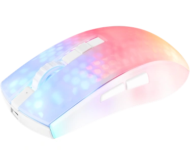 Deltaco WM89 Gaming-Maus Funk Optisch Weiss Transparent 6 Tasten 10000 dpi Abnehmbares Kabel