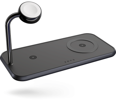 Zens Dual+Watch Aluminium Magnetic Draadloze Oplader, Zwart